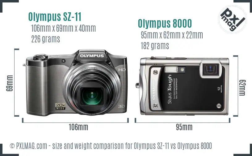 Olympus SZ-11 vs Olympus 8000 size comparison