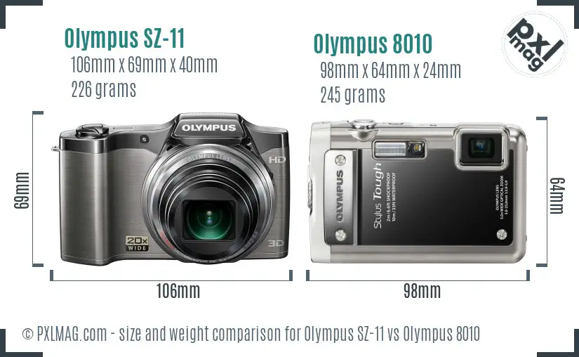 Olympus SZ-11 vs Olympus 8010 size comparison