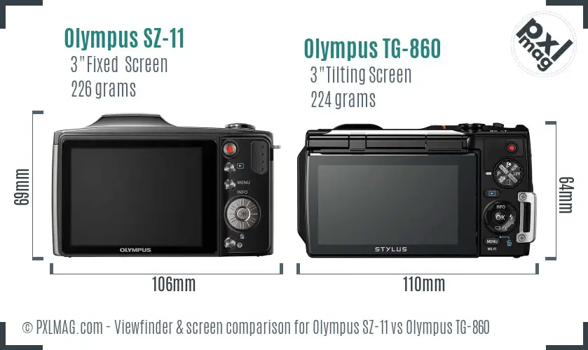 Olympus SZ-11 vs Olympus TG-860 Screen and Viewfinder comparison