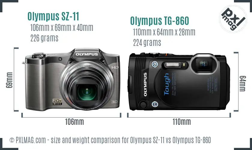 Olympus SZ-11 vs Olympus TG-860 size comparison