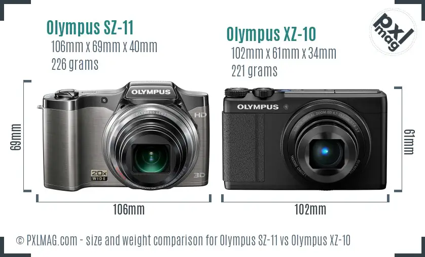 Olympus SZ-11 vs Olympus XZ-10 size comparison