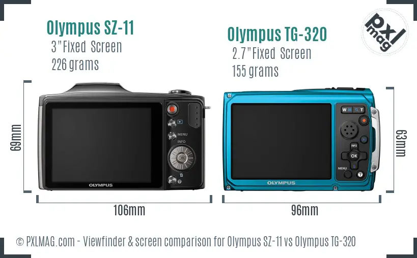 Olympus SZ-11 vs Olympus TG-320 Screen and Viewfinder comparison