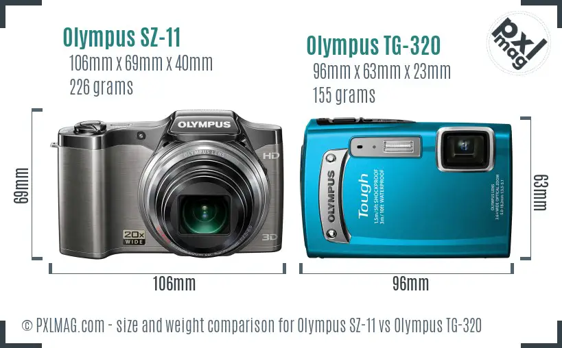 Olympus SZ-11 vs Olympus TG-320 size comparison