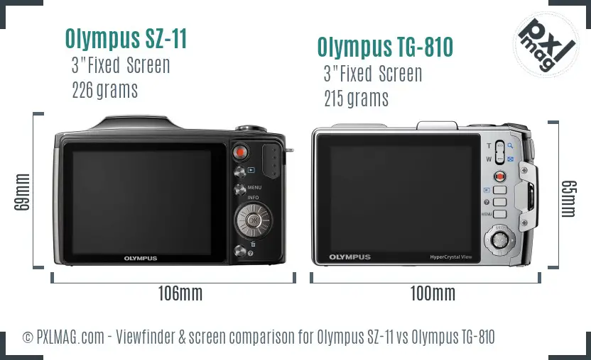 Olympus SZ-11 vs Olympus TG-810 Screen and Viewfinder comparison
