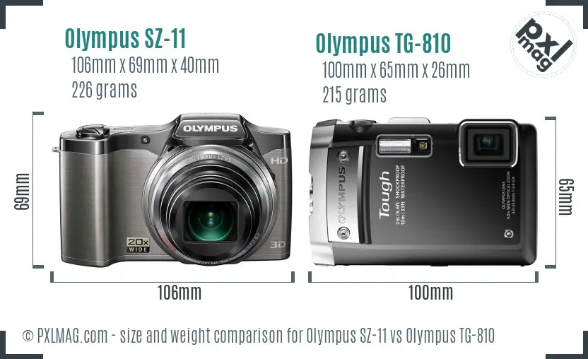 Olympus SZ-11 vs Olympus TG-810 size comparison