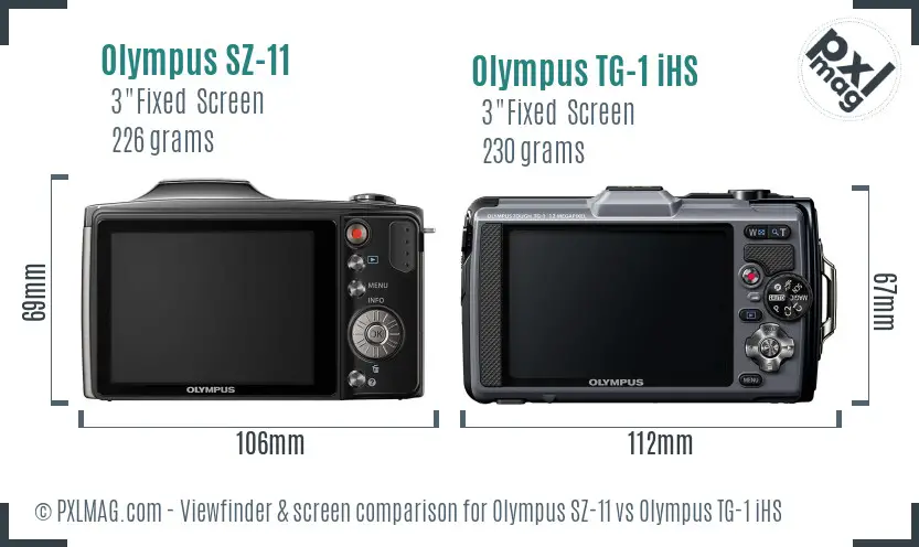 Olympus SZ-11 vs Olympus TG-1 iHS Screen and Viewfinder comparison