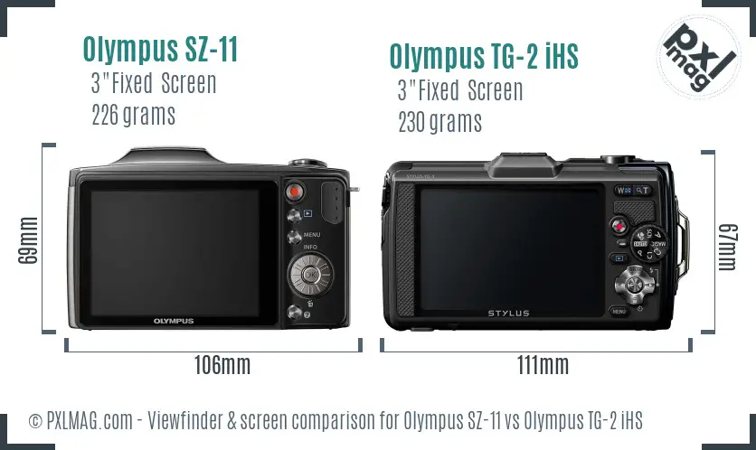 Olympus SZ-11 vs Olympus TG-2 iHS Screen and Viewfinder comparison