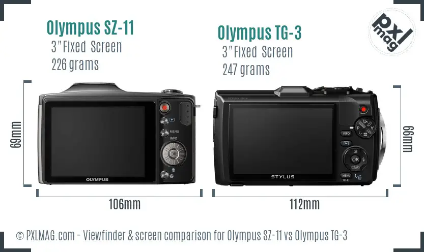 Olympus SZ-11 vs Olympus TG-3 Screen and Viewfinder comparison