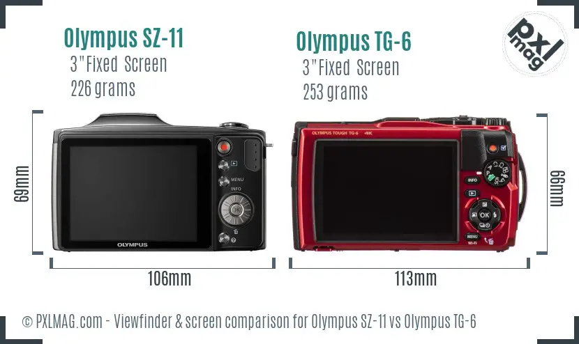 Olympus SZ-11 vs Olympus TG-6 Screen and Viewfinder comparison