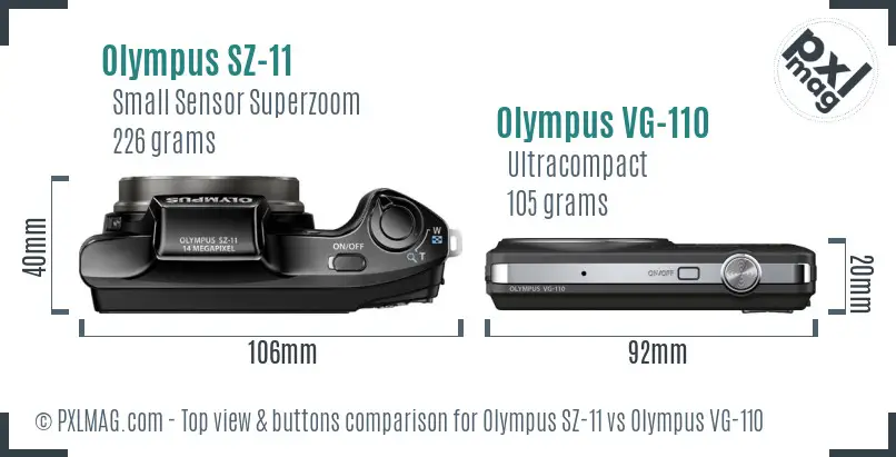 Olympus SZ-11 vs Olympus VG-110 top view buttons comparison