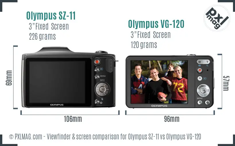 Olympus SZ-11 vs Olympus VG-120 Screen and Viewfinder comparison