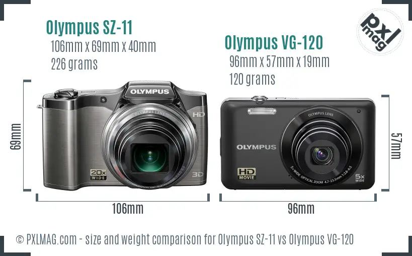 Olympus SZ-11 vs Olympus VG-120 size comparison