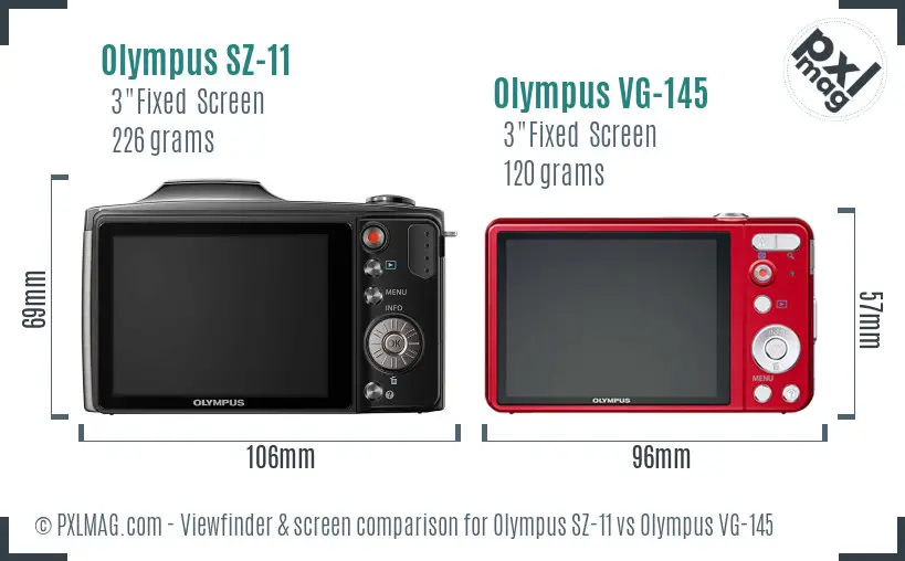 Olympus SZ-11 vs Olympus VG-145 Screen and Viewfinder comparison