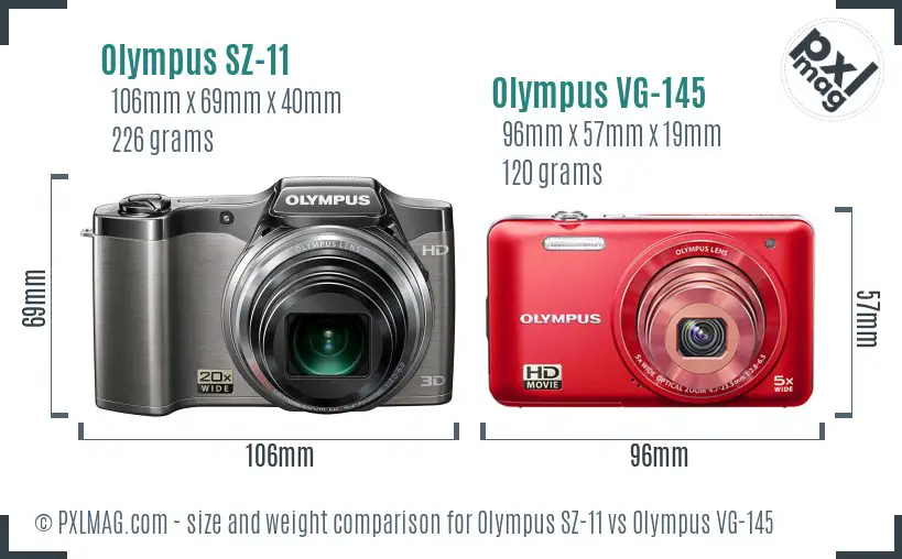 Olympus SZ-11 vs Olympus VG-145 size comparison