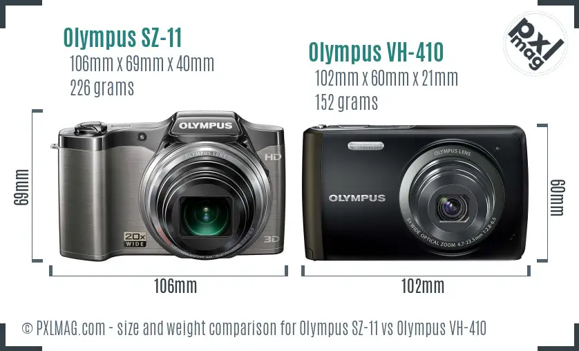 Olympus SZ-11 vs Olympus VH-410 size comparison