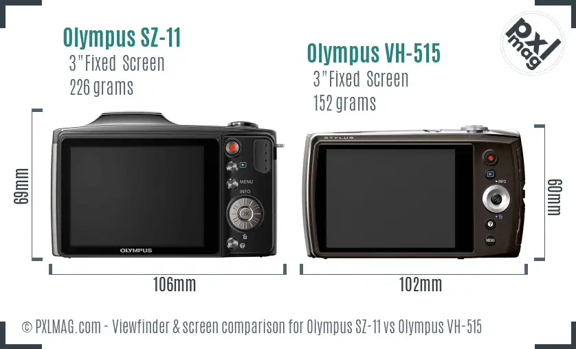 Olympus SZ-11 vs Olympus VH-515 Screen and Viewfinder comparison
