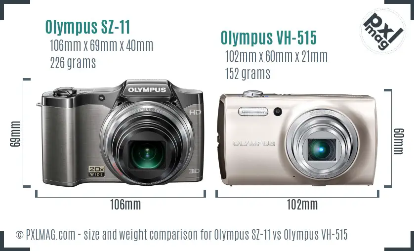 Olympus SZ-11 vs Olympus VH-515 size comparison