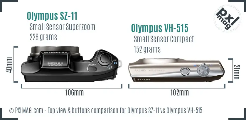 Olympus SZ-11 vs Olympus VH-515 top view buttons comparison