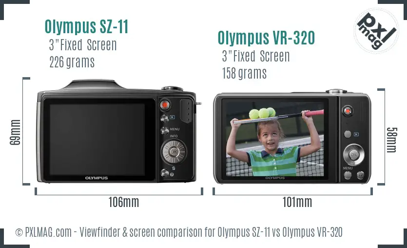 Olympus SZ-11 vs Olympus VR-320 Screen and Viewfinder comparison