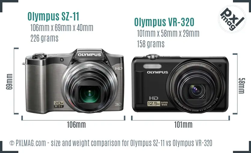 Olympus SZ-11 vs Olympus VR-320 size comparison