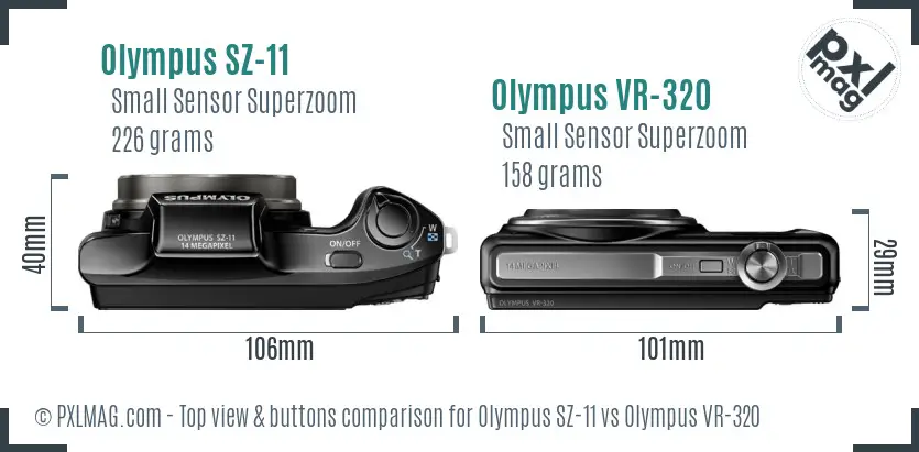 Olympus SZ-11 vs Olympus VR-320 top view buttons comparison