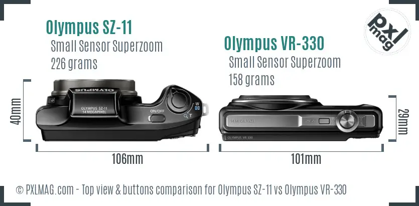 Olympus SZ-11 vs Olympus VR-330 top view buttons comparison