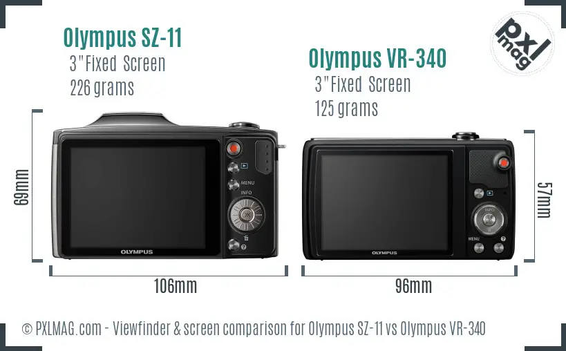 Olympus SZ-11 vs Olympus VR-340 Screen and Viewfinder comparison