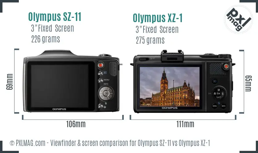 Olympus SZ-11 vs Olympus XZ-1 Screen and Viewfinder comparison