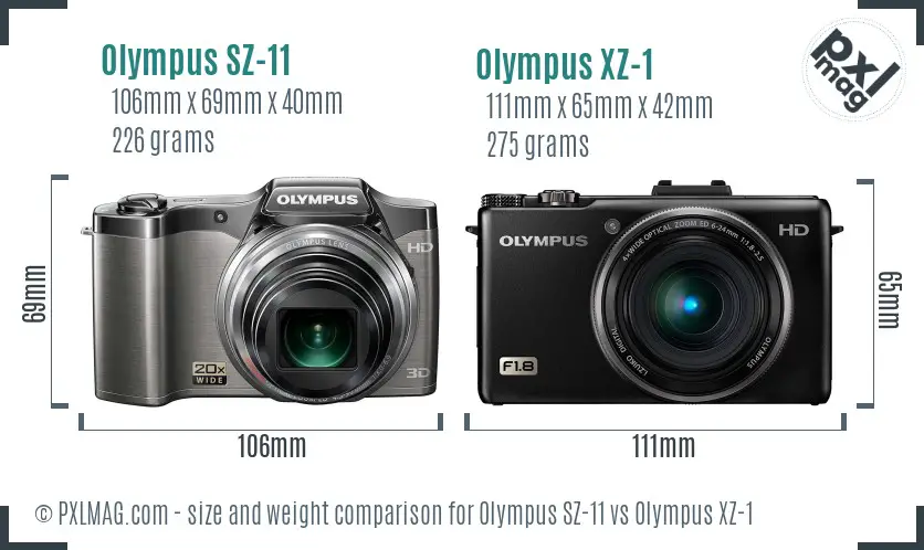 Olympus SZ-11 vs Olympus XZ-1 size comparison