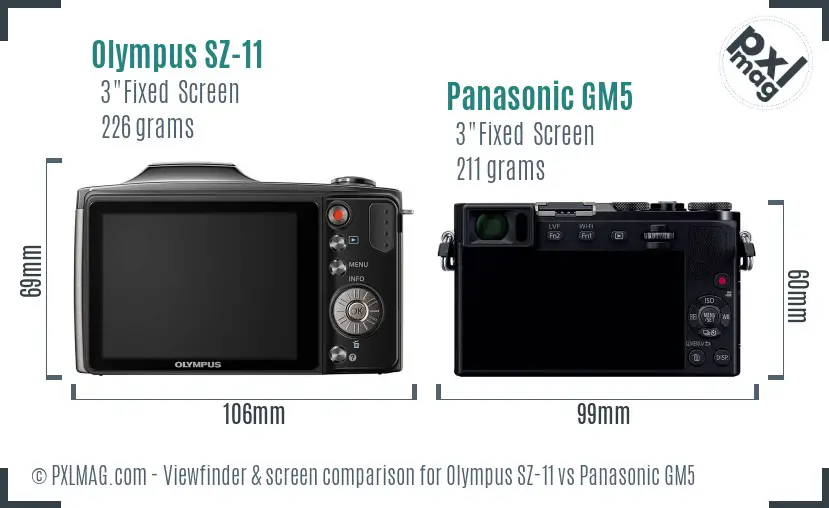 Olympus SZ-11 vs Panasonic GM5 Screen and Viewfinder comparison Olympus SZ-11 vs Panasonic GM5 Screen and Viewfinder comparison