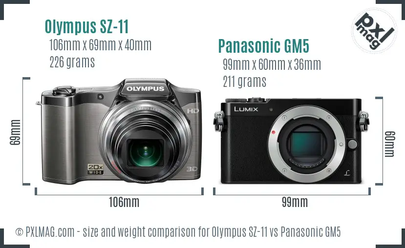 Olympus SZ-11 vs Panasonic GM5 size comparison Olympus SZ-11 vs Panasonic GM5 size comparison