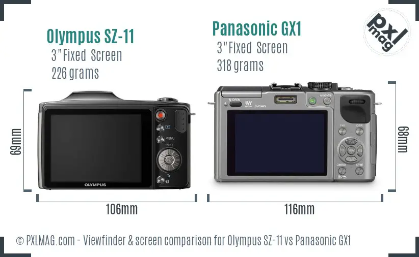 Olympus SZ-11 vs Panasonic GX1 Screen and Viewfinder comparison Olympus SZ-11 vs Panasonic GX1 Screen and Viewfinder comparison