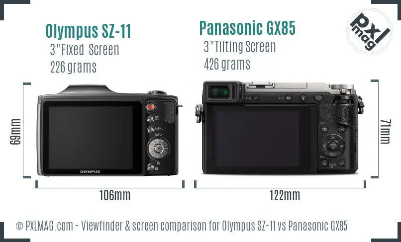 Olympus SZ-11 vs Panasonic GX85 Screen and Viewfinder comparison Olympus SZ-11 vs Panasonic GX85 Screen and Viewfinder comparison