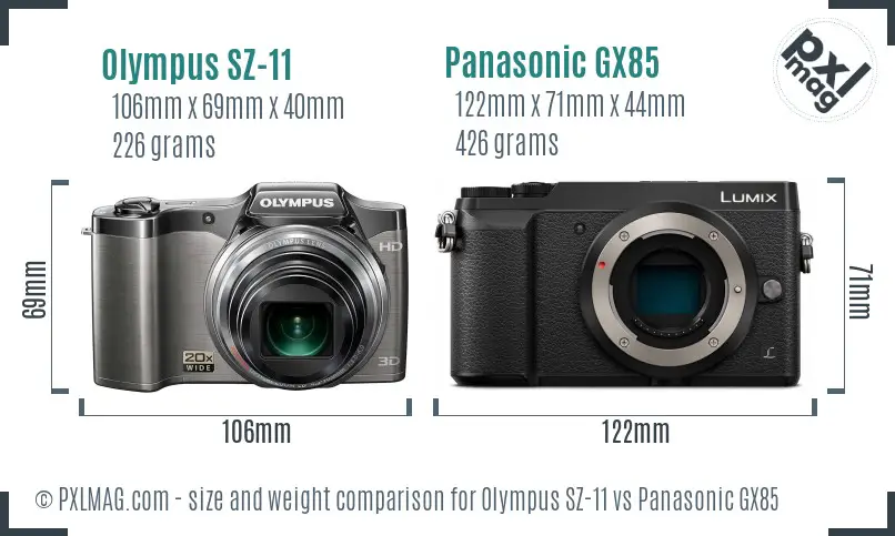 Olympus SZ-11 vs Panasonic GX85 size comparison Olympus SZ-11 vs Panasonic GX85 size comparison