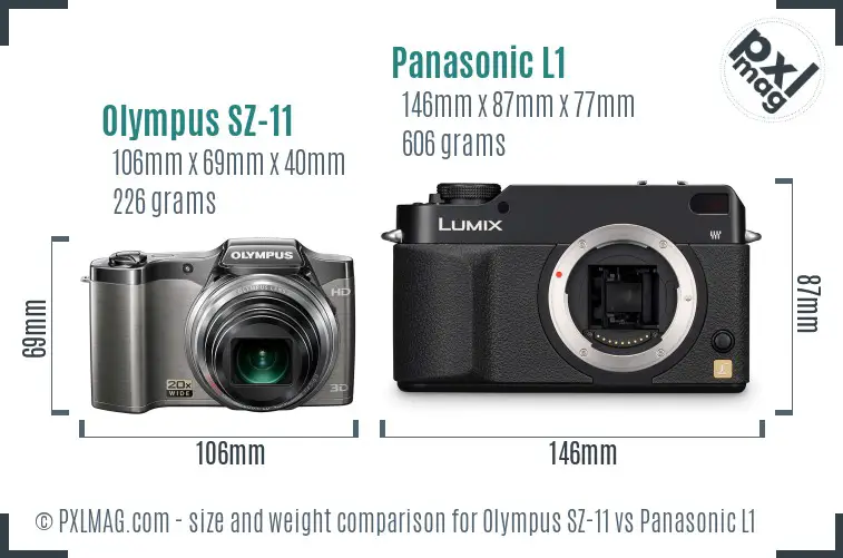 Olympus SZ-11 vs Panasonic L1 size comparison