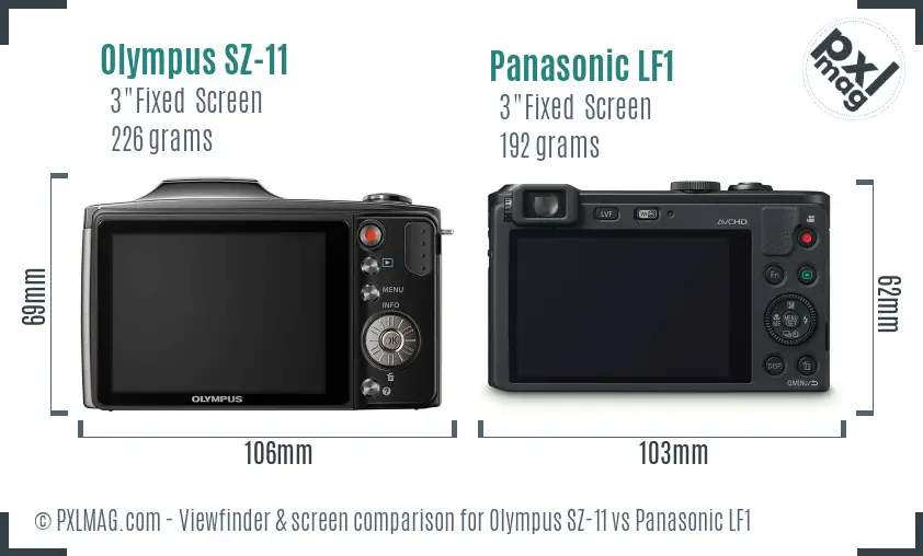 Olympus SZ-11 vs Panasonic LF1 Screen and Viewfinder comparison