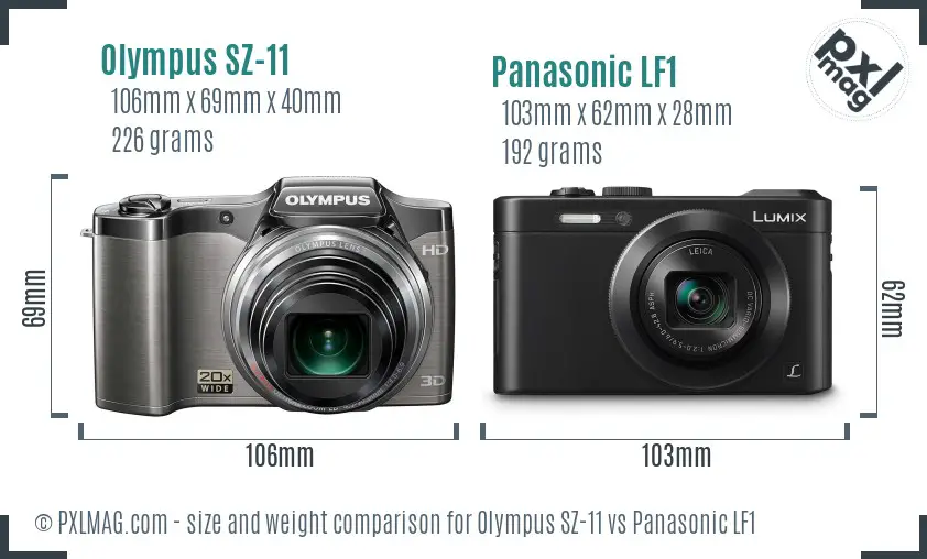 Olympus SZ-11 vs Panasonic LF1 size comparison