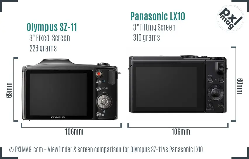 Olympus SZ-11 vs Panasonic LX10 Screen and Viewfinder comparison Olympus SZ-11 vs Panasonic LX10 Screen and Viewfinder comparison