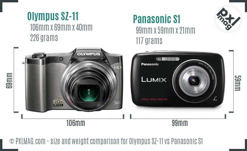 Olympus SZ-11 vs Panasonic S1 size comparison