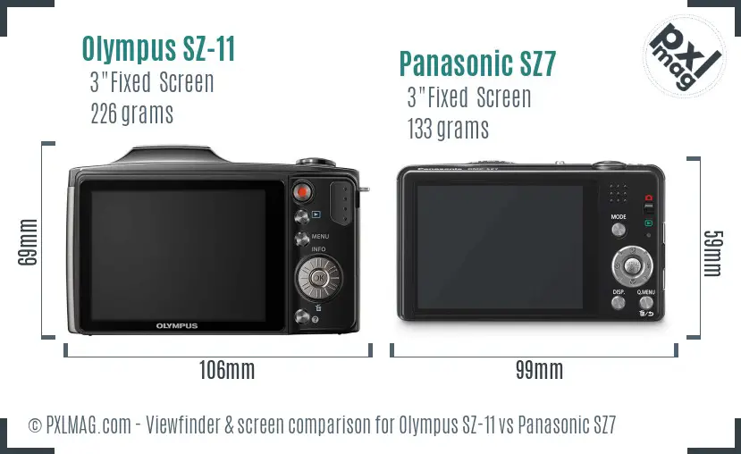 Olympus SZ-11 vs Panasonic SZ7 Screen and Viewfinder comparison Olympus SZ-11 vs Panasonic SZ7 Screen and Viewfinder comparison