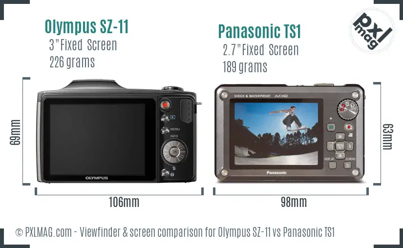 Olympus SZ-11 vs Panasonic TS1 Screen and Viewfinder comparison
