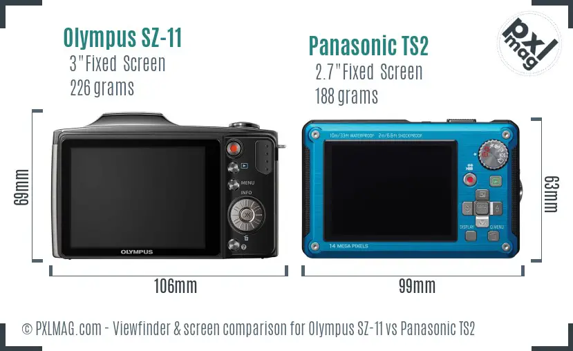 Olympus SZ-11 vs Panasonic TS2 Screen and Viewfinder comparison