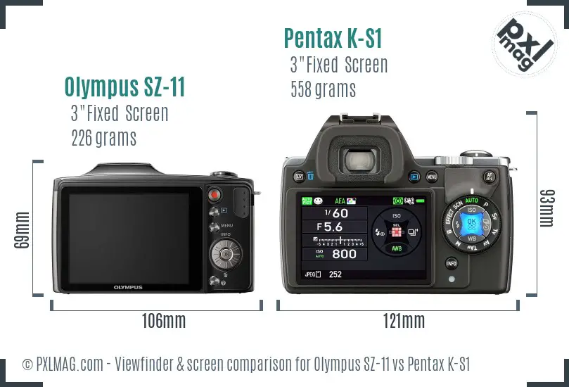 Olympus SZ-11 vs Pentax K-S1 Screen and Viewfinder comparison