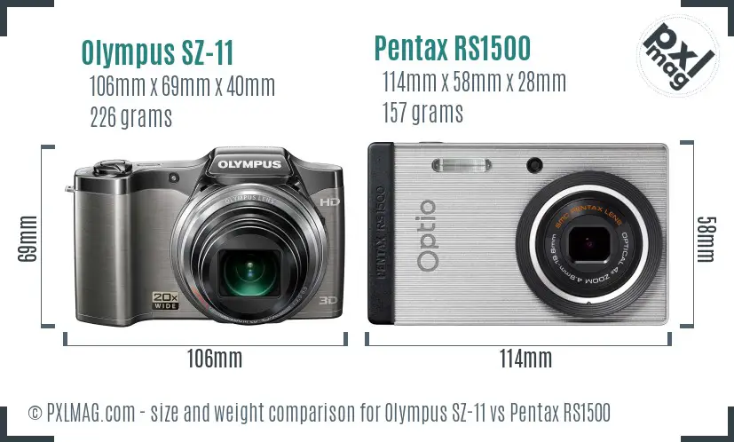 Olympus SZ-11 vs Pentax RS1500 size comparison