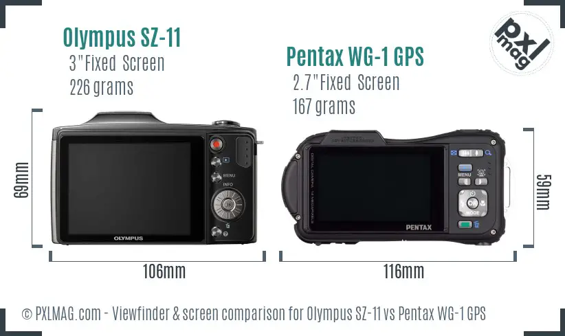 Olympus SZ-11 vs Pentax WG-1 GPS Screen and Viewfinder comparison