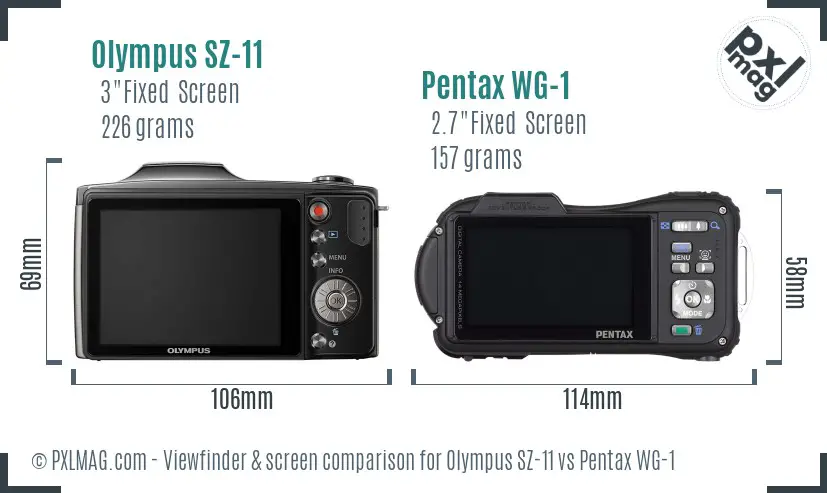 Olympus SZ-11 vs Pentax WG-1 Screen and Viewfinder comparison