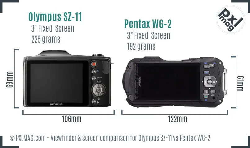 Olympus SZ-11 vs Pentax WG-2 Screen and Viewfinder comparison