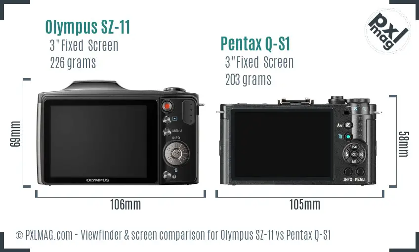 Olympus SZ-11 vs Pentax Q-S1 Screen and Viewfinder comparison