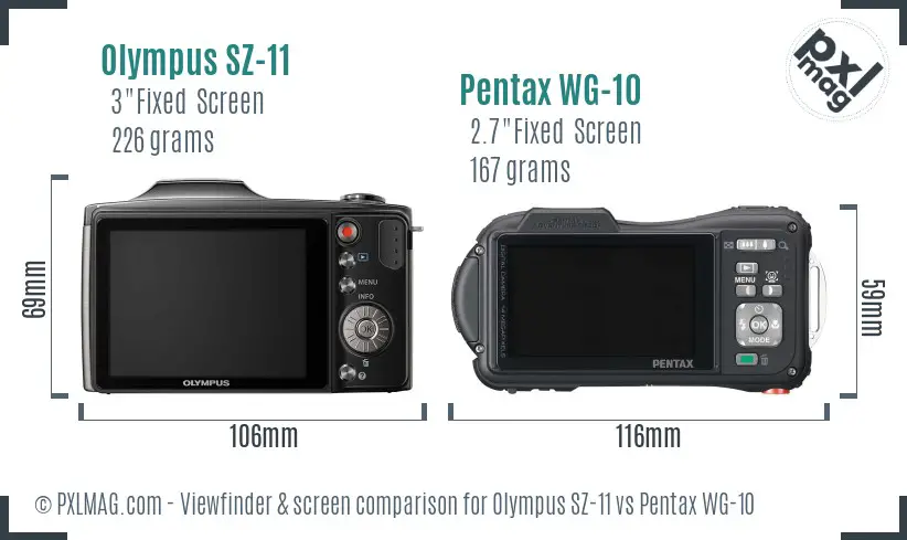 Olympus SZ-11 vs Pentax WG-10 Screen and Viewfinder comparison