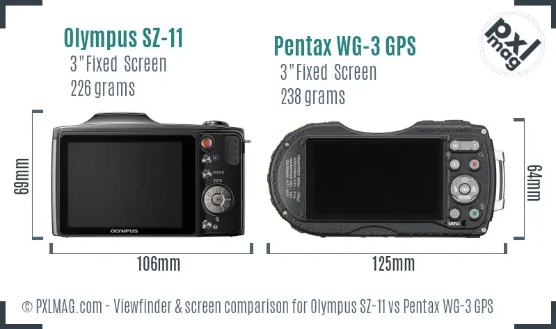 Olympus SZ-11 vs Pentax WG-3 GPS Screen and Viewfinder comparison